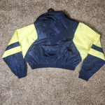 New Look  Sport Windbreaker Jacket Size L Blue Yellow Cropped Full Zip Pocket Photo 1
