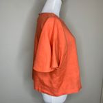 Kensie  Orange Linen Oversized Blouse Butterfly Sleeve Sz Small Photo 3