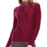 Juicy Couture Bedazzled Rhinestone Funnel Neck Burgundy Sweater Size Small Photo 0