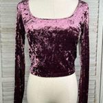Abound  Cropped Crushed Velvet Long Sleeve Tee Purple-Small Photo 0