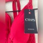 CHAPS NWT one piece tummy control red/pink halter neck swimsuit with skirt; 16 Photo 4