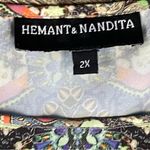 Hemant & Nandita Dress Women 2X Blouson Boho Scoop Neck Colorful Sleeveless Midi Size XXL Photo 1