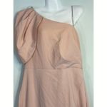 Kay Unger Pale Blush Bigou Shoulder Draped Jumpsuit Dress Stretch Crepe Size 12 Pink Photo 2