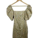 ZARA  Satin Effect Puff Sleeve Floral Mini Dress in Yellow/Pink/Blue Size M Photo 14