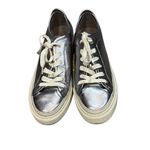  ALL SAINTS Metallic Pewter Silver Milla Leather Platform Sneakers Size Photo 7