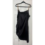 BloomChic Black Satin Gold Chain Ruched Cocktail Mini Dress LBD Size 14 Photo 4