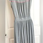 Matilda Jane  Grey Yellow Blue and Pink Tie Front V Neck Knit Accent Dress Medium Photo 4