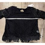 One Clothing  Black Lacy Fringe Top XL New Photo 5