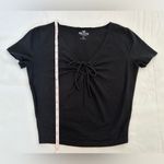 Hollister Co. Short Sleeve Keyhole Tie Cropped Tee - Black - S Photo 3