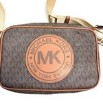 Michael Kors  Brown & Tan Fulton Sport Monogram Medium Crossbody Bag Purse Photo 1