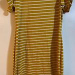 Arabella White and Mustard Striped Cutout Sleeve Short Dress Women's Sz Medium Gold Photo 0