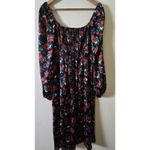 AUDREY PARKS Floral Square Neck Long Sleeve Midi Dress‎ Womens Medium Black Red Photo 3