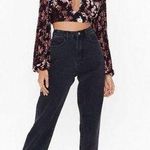 Nasty Gal  Collection Grow Business Velvet Floral Crop Top Photo 0