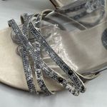 Furla Snakeskin Embossed Leather Strappy Ankle Heel Sandals Cream Size 39 US 8.5 Photo 9