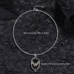Retro Gothic Style‎ Oval Vampire Bat Pendant Necklace Fashion Collarbone Chain Silver Photo 7