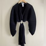 Good American  Black Pleated Mini Dress Dramatic Sleeves Open Back 1/2 Photo 5