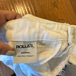 Rollas Layla high rise straight white distressed knee jeans size 27 Photo 6