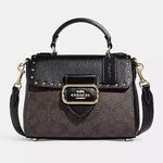 Coach Top Handle Satchel In Colorblock Signature Canvas With Rivets Photo 0