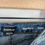 Bebe  Heartbreak Skinny Jeans Womens 27 Blue Denim Cotton Stretch Logo Distressed Photo 4