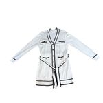 NWOT Aaron & Amber White Cardigan with Black Trim and Belt Women size Large Photo 14