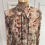 Violet+Claire  Women's‎ Crinkle Button Up Blouse Size Size Medium Browns Retro Photo 1