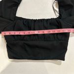 Princess Polly Black Puff Sleeve Crop Top US 4 Square Neck Long Sleeve Photo 3