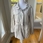 Vera Wang Simply Vera  Light Khaki Drawstring Utility Trench Coat Jacket Large Photo 7