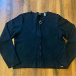 Tahari  Cardigan Large Black Knit Sweater Gold Zip Up Thick Soft Warm Classic Photo 0