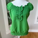 Banana Republic Factory Emerald Kelly Green Ruffle Front Blouse Top Size XS Photo 10