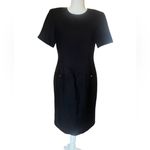 Brooks Brothers  100% Wool Sheath Dress Classic Black Gold Buttons Womens 8 Photo 1
