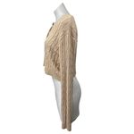 Nati Women's Brown Tan Cable Knit Button Long Sleeve Crop Cardigan Sweater Top L Size L Photo 1