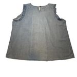 Maurice Top Flowy Chambray Blouse‎ Sleeveless Pintuck Bodice Trendy Shirt 2X # Blue Size XXL Photo 4
