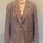 Blair  Women’s Size 16 Petite XL Extra Large Blue and Brown Houndstooth Jacket Photo 0