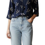 Jun & Ivy White Embroidered Floral Blouse Size S 3/4 Sleeve Boho Top Photo 0