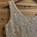 Vintage Fully Beaded Sequin Size Medium Lined Wool Cropped Tank Top Silver Photo 5