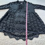 Johnny Was Eyelet Long Sleeve Black and Gray Embroidered Lace up Top /Dress Photo 4
