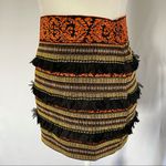 English Rose New Frayed Fringe Embroidered Striped Bandage Mini Skirt Photo 1