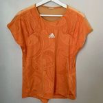 Adidas  T-Shirt Top Orange Athletic Workout Athleisure Casual Sheer Climacool Photo 0