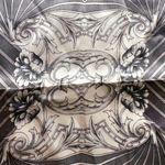 Vintage Neck Scarf Silver Black Floral Art Deco Hand Rolled Hem Korea Co… Photo 6