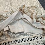 Jody California Dress Womens Large Beige Lace Overlay Midi Fringe Hem USA Made Photo 4