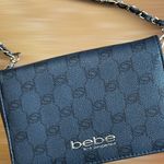 Bebe Los Angeles Women’s Capri Monogram Flap Crossbody Bag • Black & Gray • EUC Photo 1