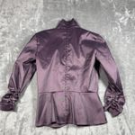 Tadashi Shoji Purple Shimmer Evening Peplum Blouse Ruched Sleeve Size 8 Elegant Photo 7