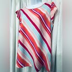 Flamingo Stripe Multicolored Pattern Short Sleeve Blouse Size Large Top Photo 8