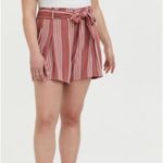 Torrid Peach/White Striped Paper Bag Casual Shorts Photo 5