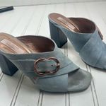 Ted Baker Womenโs Blue Suede Block Heel Mules with Buckle Detail Sz 37.5 (7.5) Photo 1
