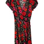 Rolla’s Cleo Rambling Floral Mini Wrap Dress size medium Black Red Pink Flowers Photo 3