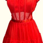 City Studio Vibrant Red Dress with a corset style design. Size undefined Photo 3