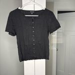 J.Crew  Pointelle Short-sleeve Knit Cardigan Black Photo 1