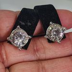 Silver Crystal with Fringe Bar Necklace and Earrings Set Photo 5