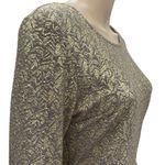 Rhapsody  Y2K Bodycon Gold Metallic Long Sleeve Textured Dress Womens Large Photo 6